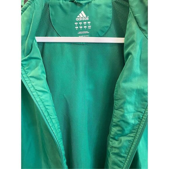 Adidas Emerald Green/Black Full Zip Windbreaker, Packable Hood, Men’s Size Mediu - Picture 7 of 13